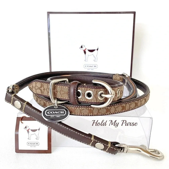 Coach Small Puppy Dog Collar & Matching Leash Set New - Picture 1 of 14